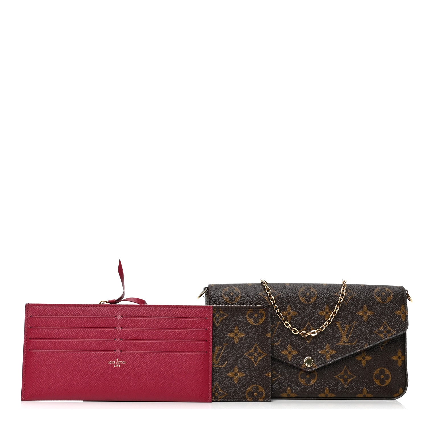 Louis Vuitton Monogram Pochette Felicie Chain Wallet Fuchsia 1 of 5