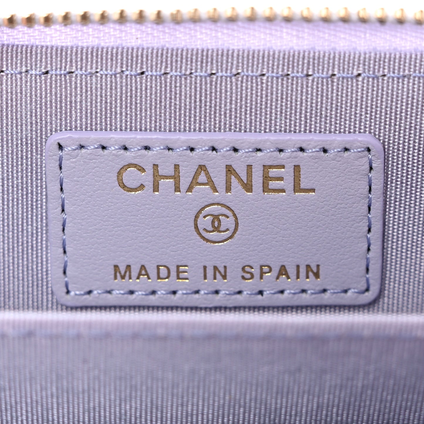 Lambskin Quilted Chanel 19 Zip Around Coin Purse Wallet Light Purple