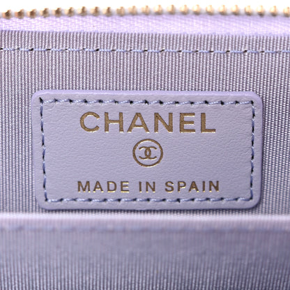 Chanel Lambskin Quilted Chanel 19 Zip Around Coin Purse Wallet Light Purple 6 of 7