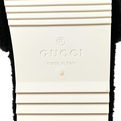 Gucci Shearling Womens Eileen Slide Sandals 37 Black Butterscotch 8 of 9