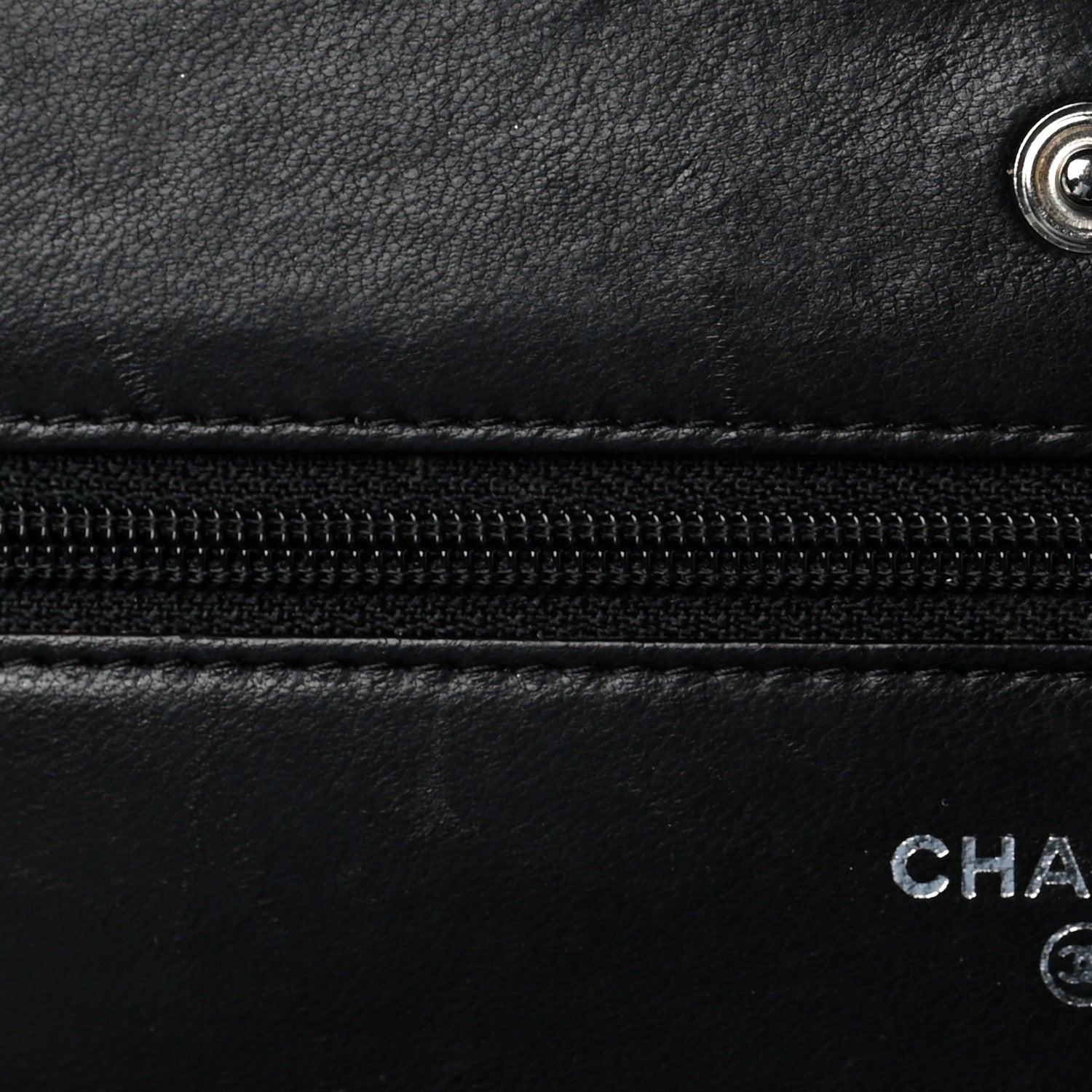 Chanel Calfskin Chevron Wallet On Chain WOC So Black 10 of 11