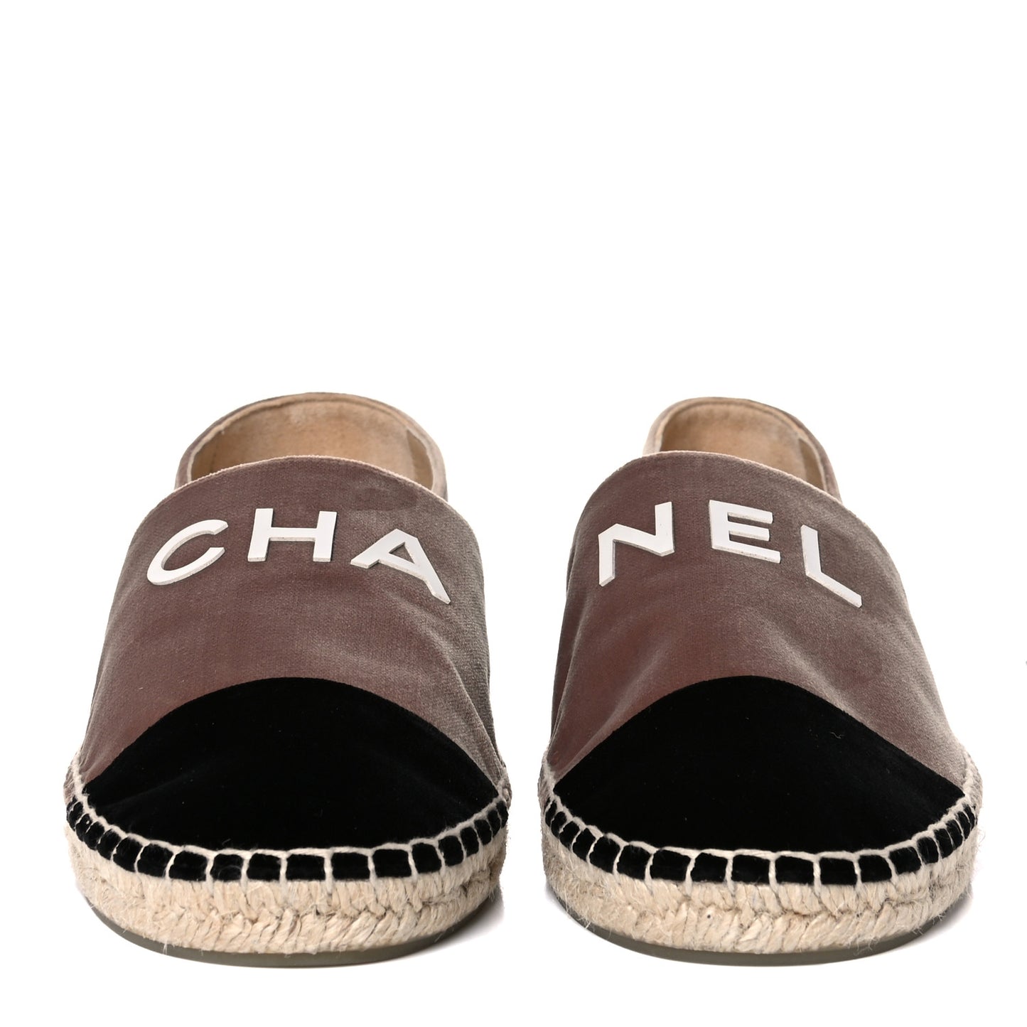 Velvet Logo Espadrilles 41 Beige Black