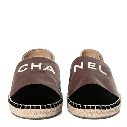 Chanel Velvet Logo Espadrilles 41 Beige Black 2 of 8