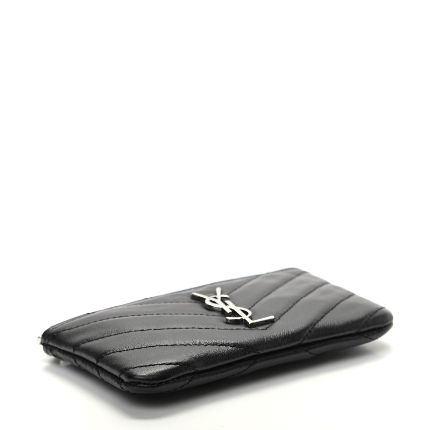 Calfskin Matelasse Monogram Key Pouch Black