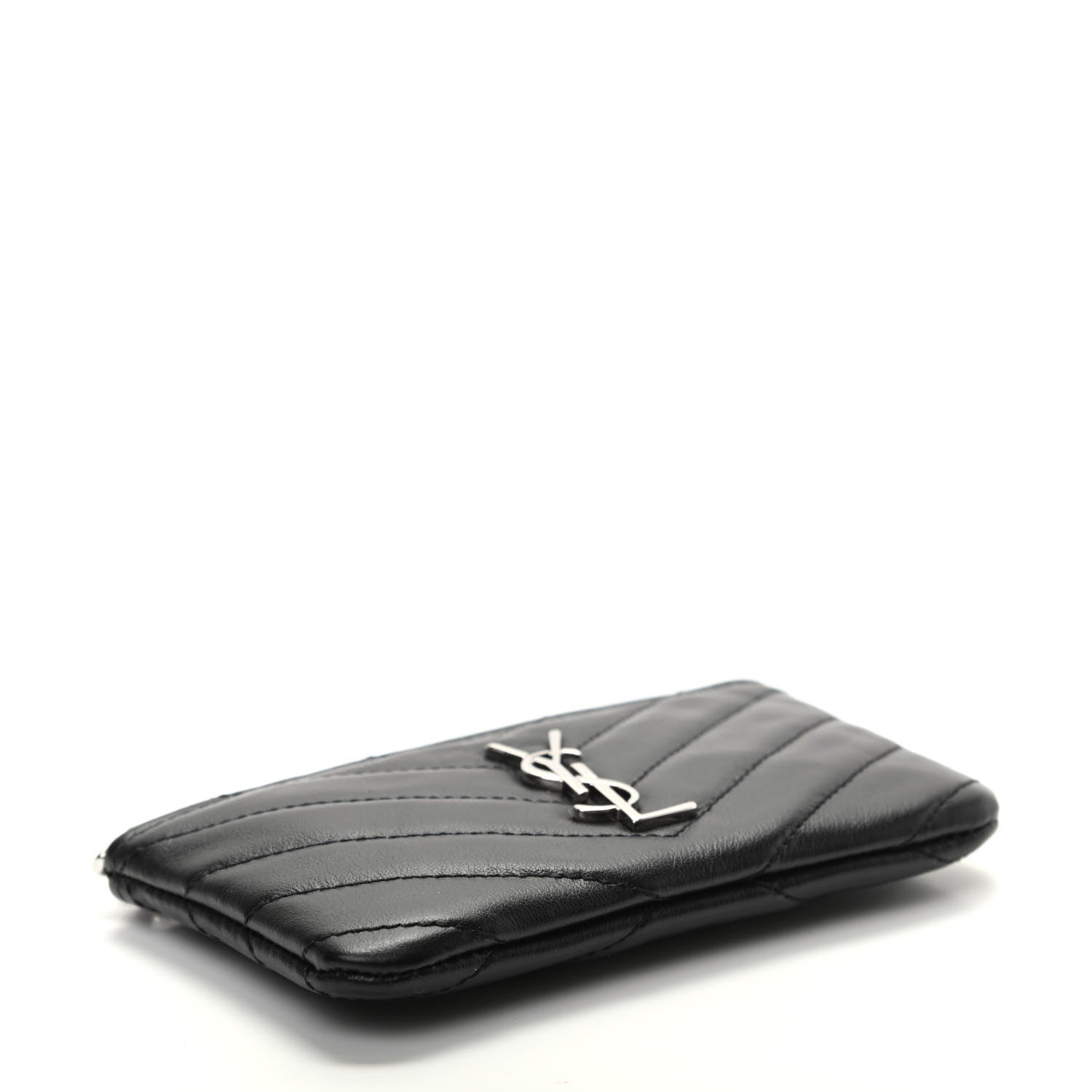 Saint Laurent Calfskin Matelasse Monogram Key Pouch Black 4 of 7