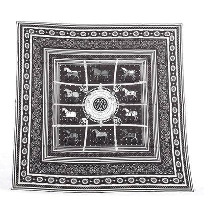 Hermes Cashmere Courvertures Et Tenues Shawl 140 Gris Taupe Black White 1 of 6