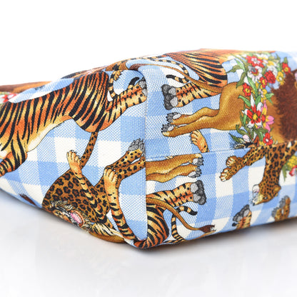 Gucci Canvas Kids Felines Vichy Print Tote Clear Sky Blue 5 of 9