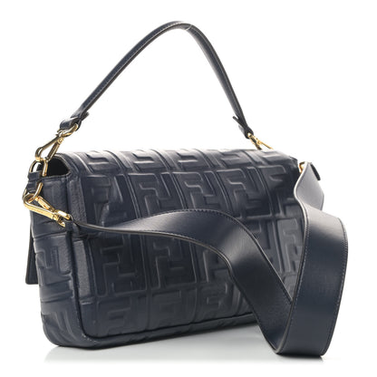 Fendi Nappa FF 1974 Embossed Large Baguette Midnight 2 of 8