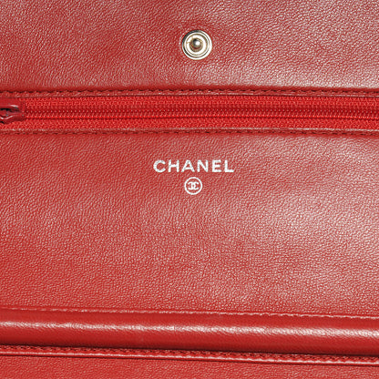 Chanel Lambskin Quilted Wallet On Chain WOC Red 5 of 8