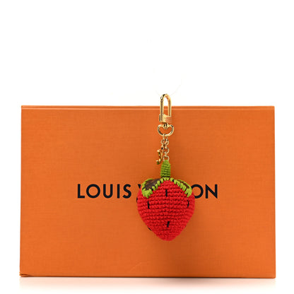 Louis Vuitton Crochet Monogram Embroidered Berrylicious Bag Charm Rouge 4 of 4