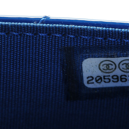 Chanel Patent Calfskin Quilted Boy Wallet On Chain WOC Dark Blue 8 of 8