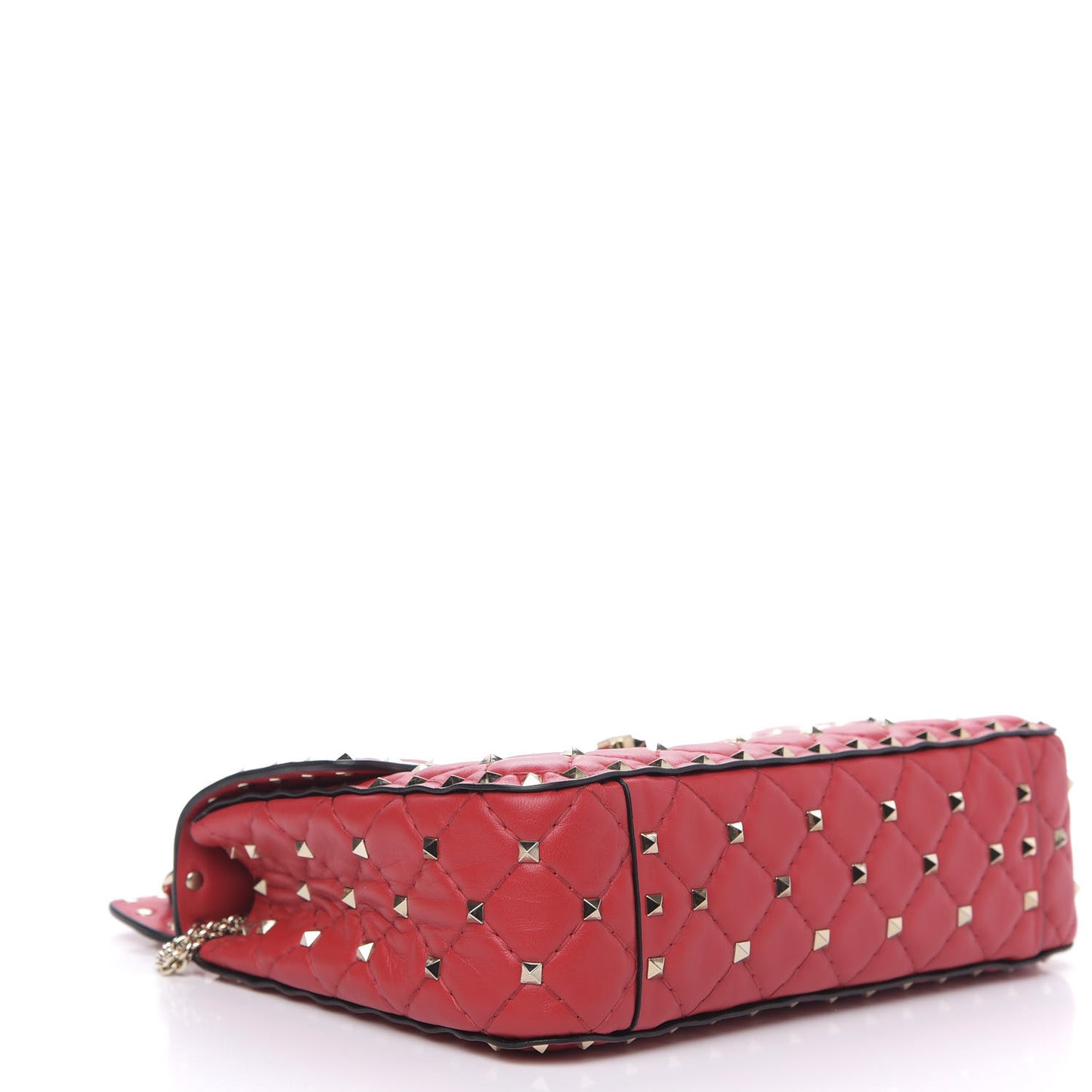 Lambskin VLTN Print Medium Rockstud Spike Shoulder Bag Red