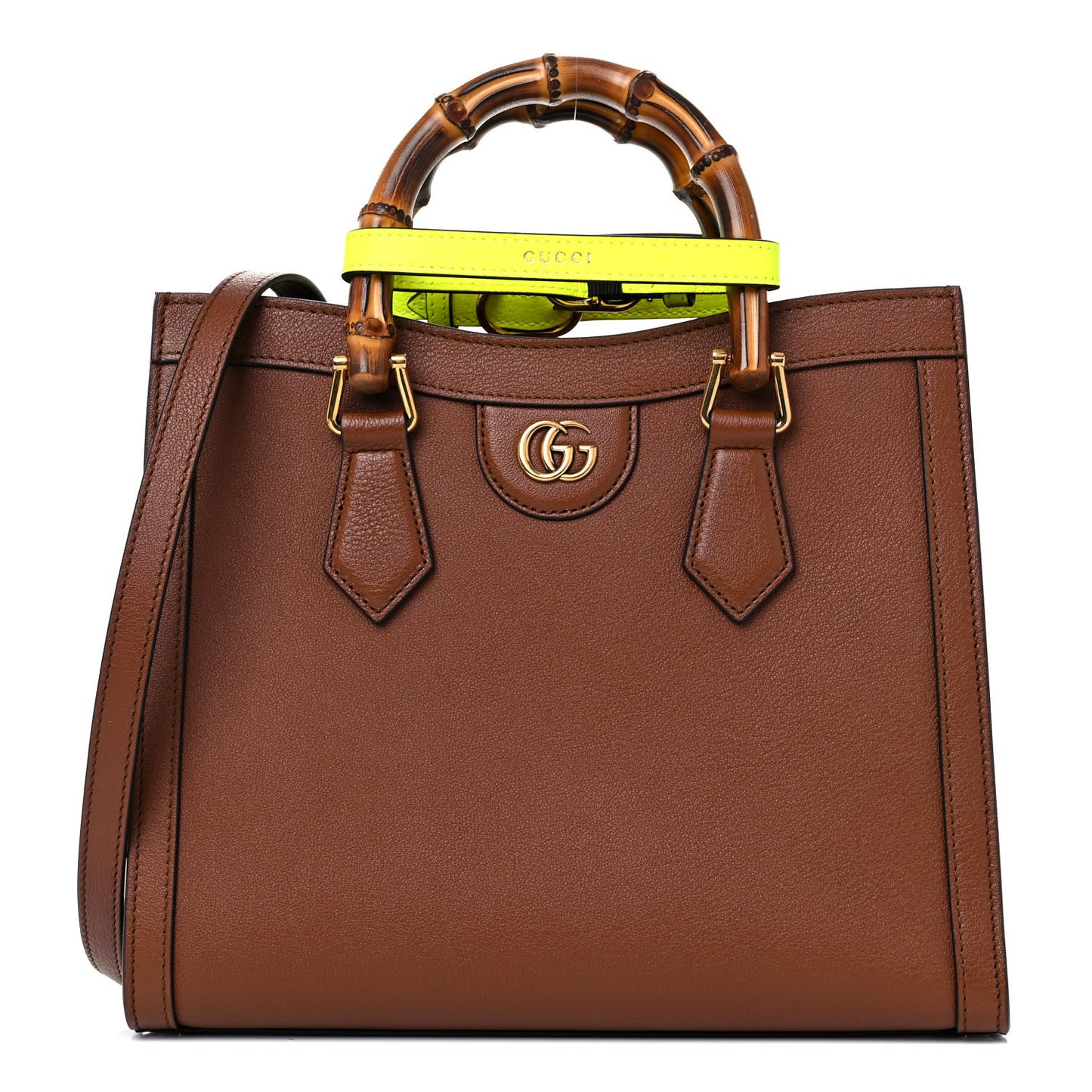 Wonka Grain Calfskin Small Diana Tote Bag Cuir Yellow Fluo