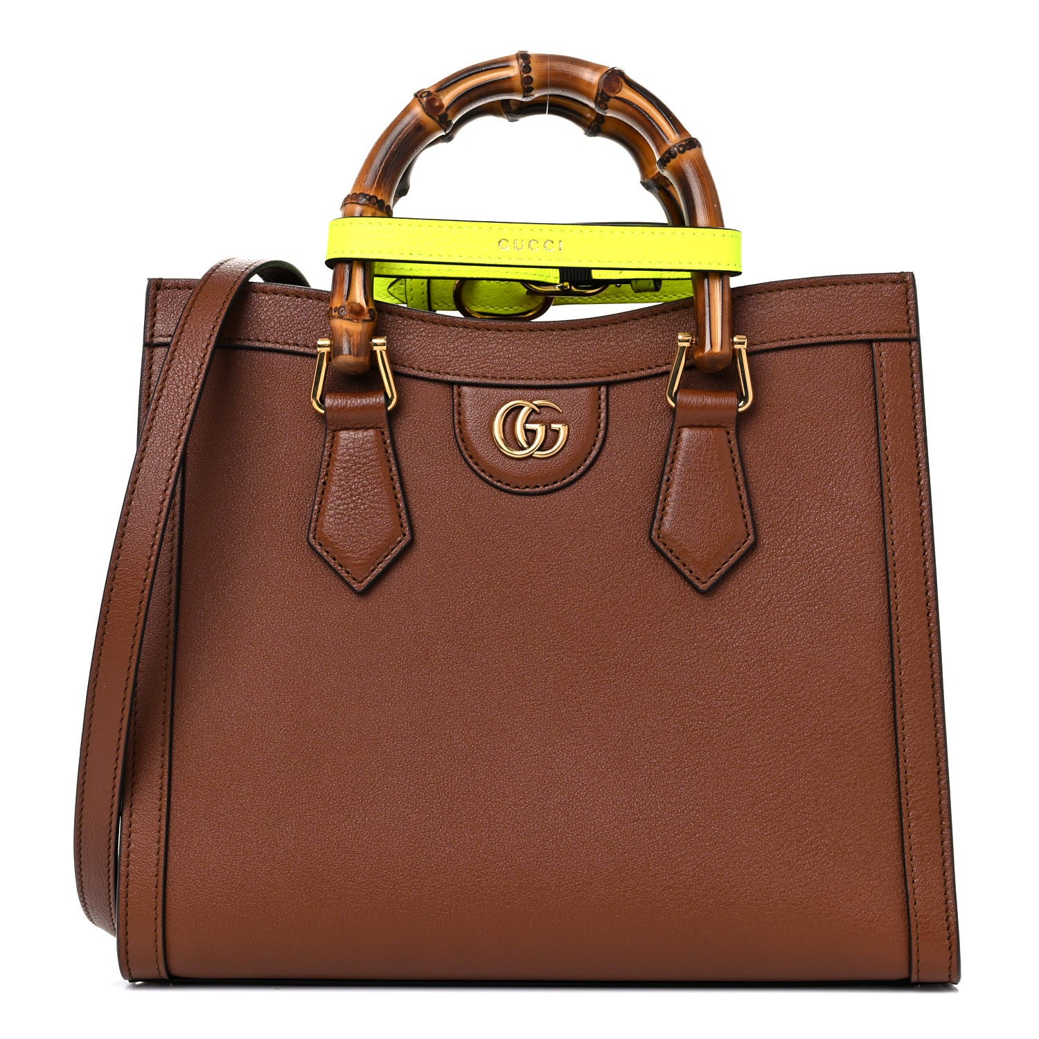 Gucci Wonka Grain Calfskin Small Diana Tote Bag Cuir Yellow Fluo 1 of 11