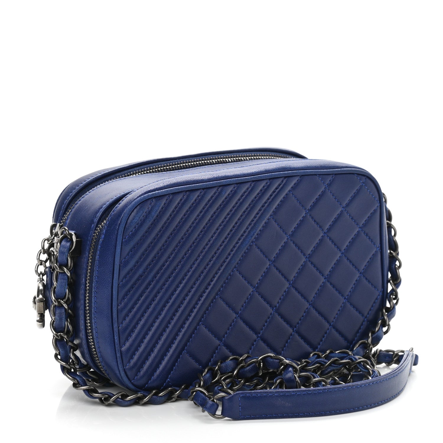 Chanel Lambskin Small Coco Boy Camera Case Blue 2 of 11