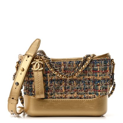 Chanel Tweed Calfskin Small Gabrielle Hobo Gold Multicolor 1 of 12