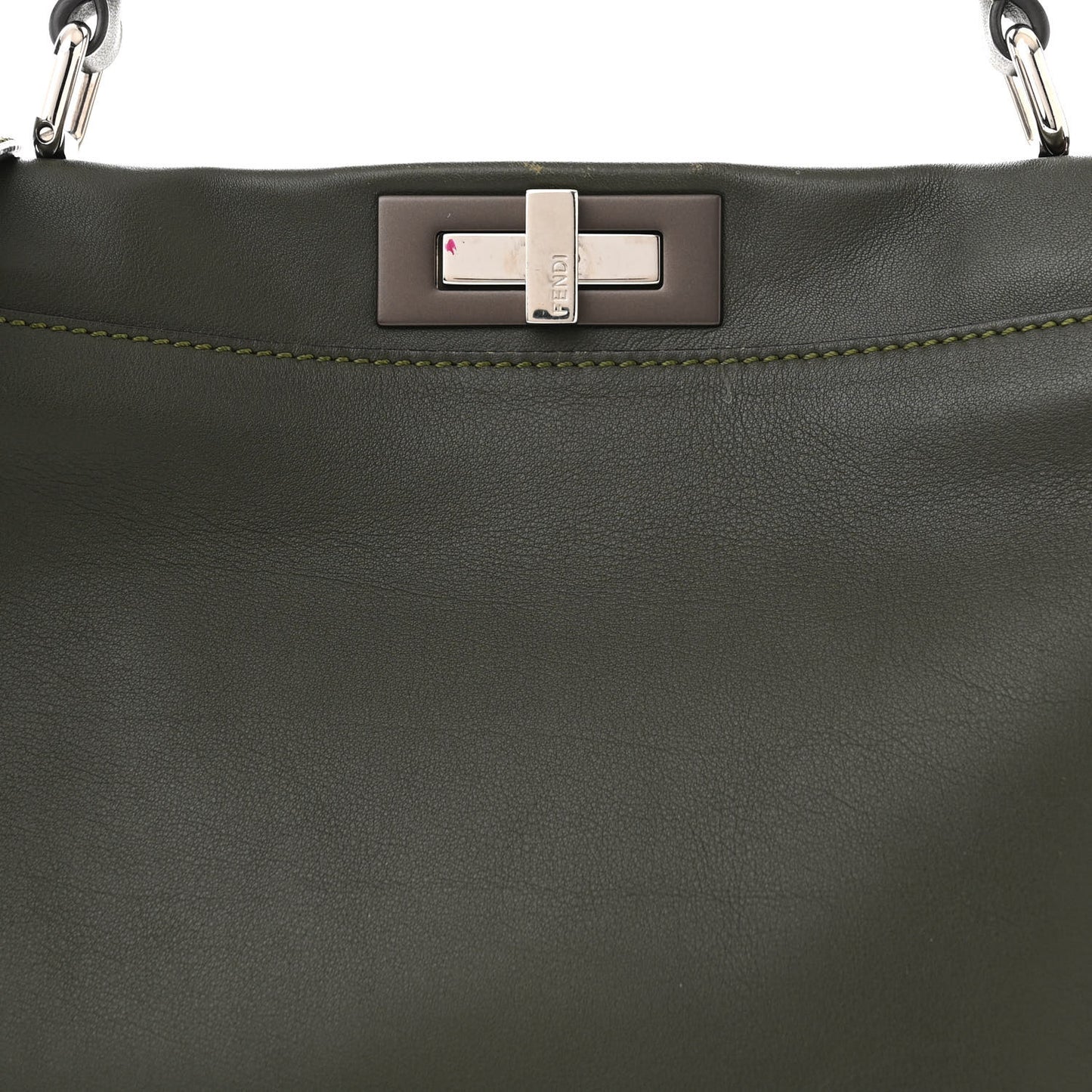 Vitello Seta Shiny Nappa Large Peekaboo Iconic Satchel Verde Prato