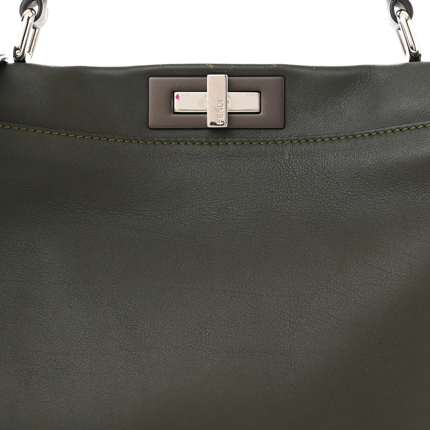 Fendi Vitello Seta Shiny Nappa Large Peekaboo Iconic Satchel Verde Prato 9 of 18