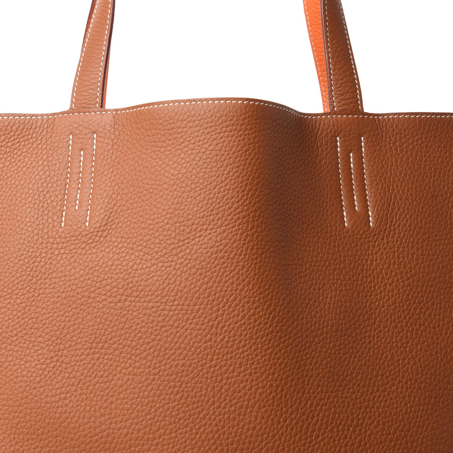 Taurillon Clemence Double Sens 45 Reversible Tote Orange Gold