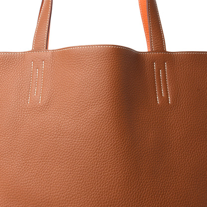 Hermes Taurillon Clemence Double Sens 45 Reversible Tote Orange Gold 18 of 28