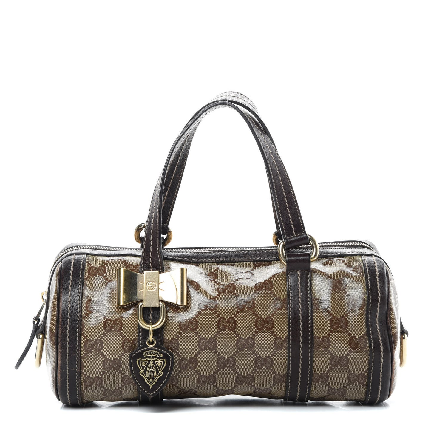 Crystal Monogram Duchessa Small Boston Bag Brown