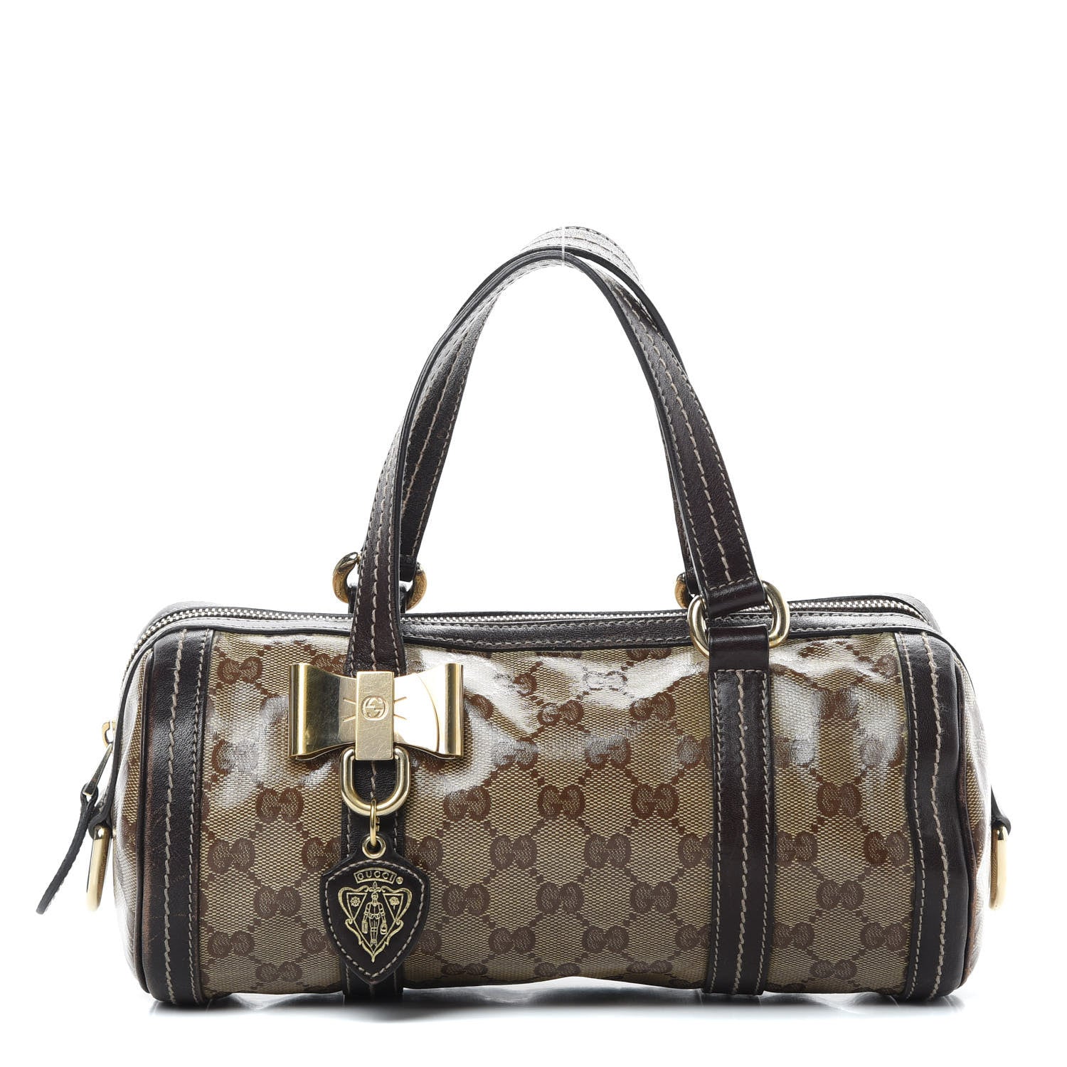 Gucci Crystal Monogram Duchessa Small Boston Bag Brown 1 of 14