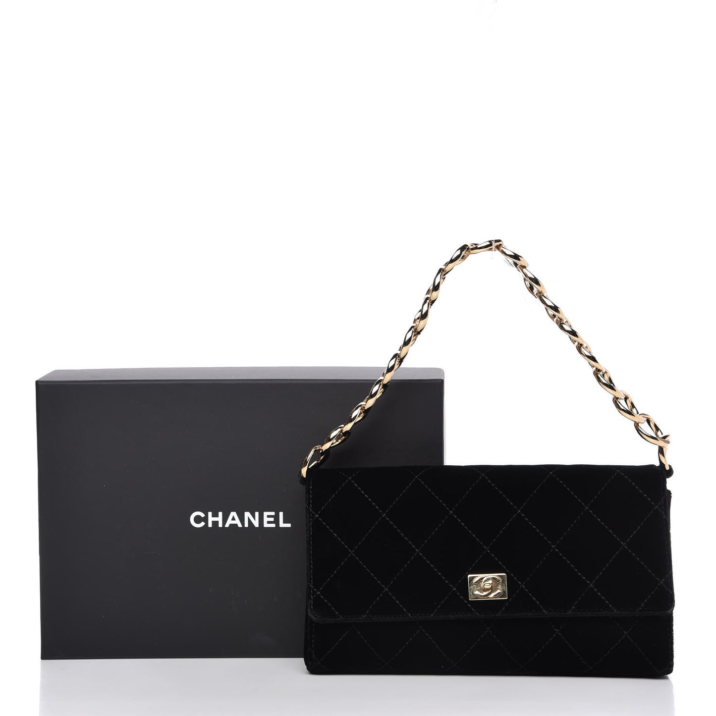 Velvet Quilted Evening Bag Black