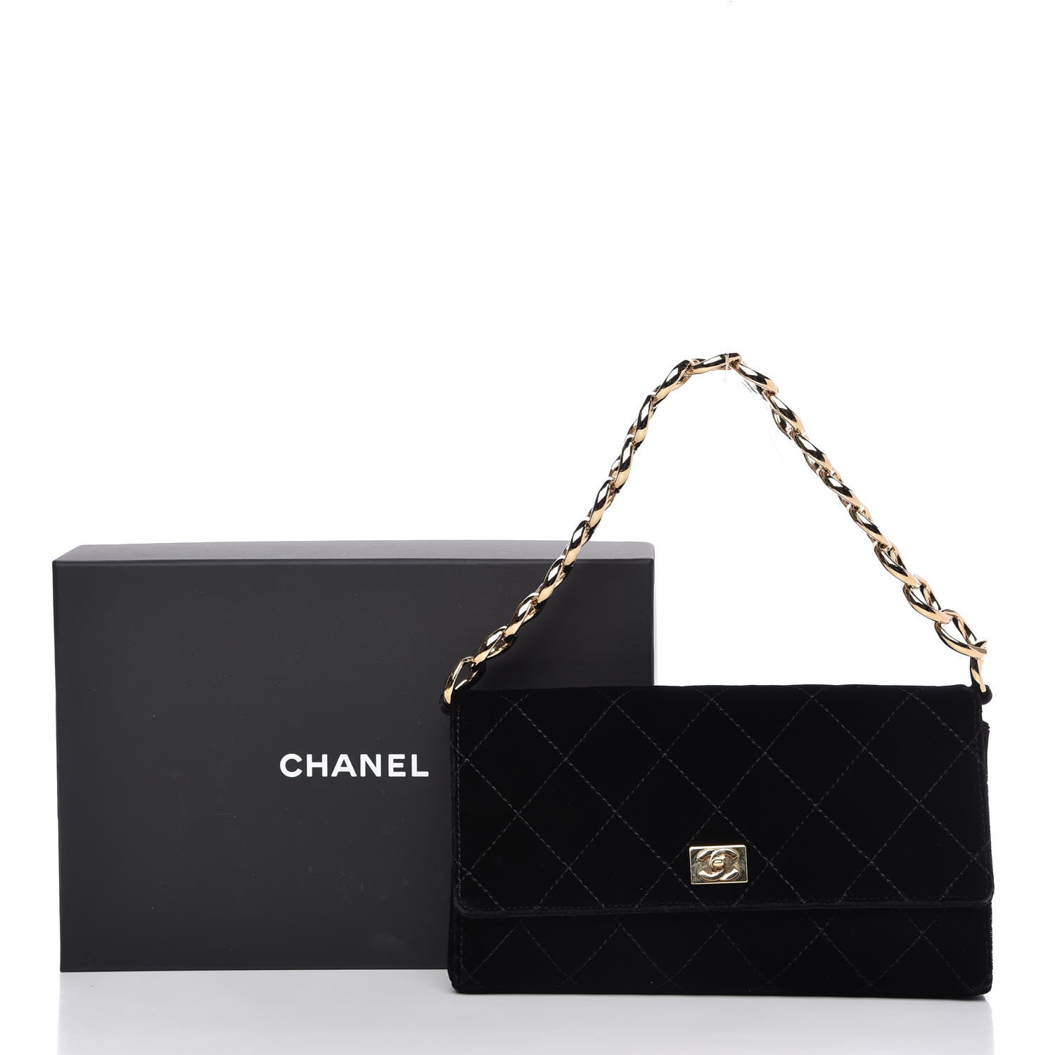 Chanel Velvet Quilted Evening Bag Black 11 of 12