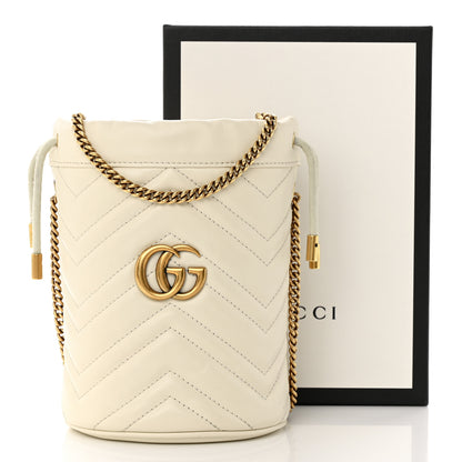 Gucci Calfskin Matelasse Mini GG Marmont 2.0 Bucket Bag White 16 of 16