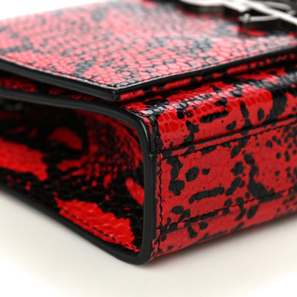 Saint Laurent Calfskin Snakeskin Embossed Small Classic Monogram Kate Tassel Satchel Red Black 7 of 8