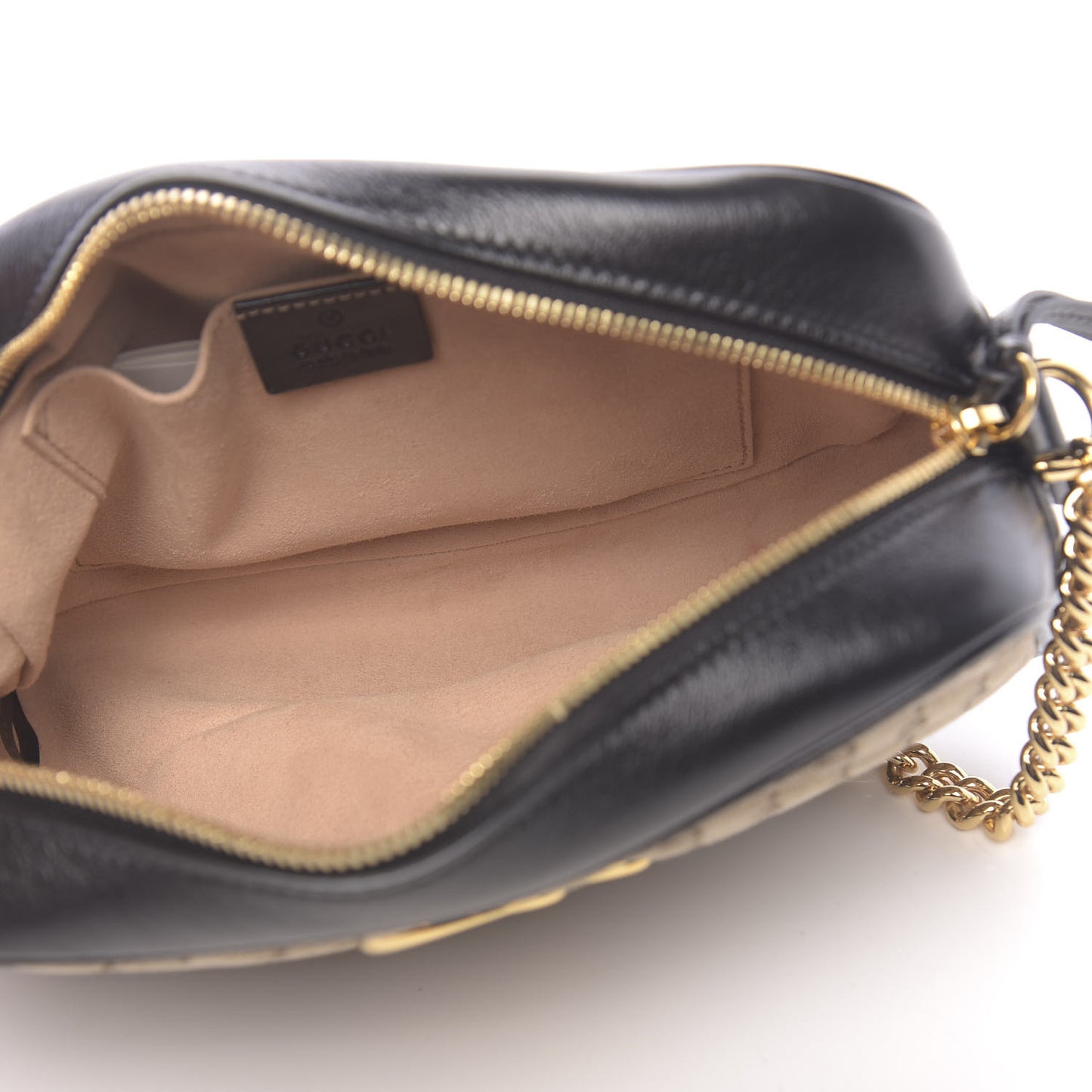 Monogram Matelasse Diagonal Small GG Marmont Chain Shoulder Bag Beige Black