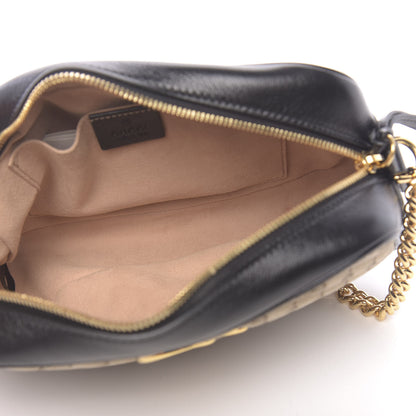 Gucci Monogram Matelasse Diagonal Small GG Marmont Chain Shoulder Bag Beige Black 5 of 11