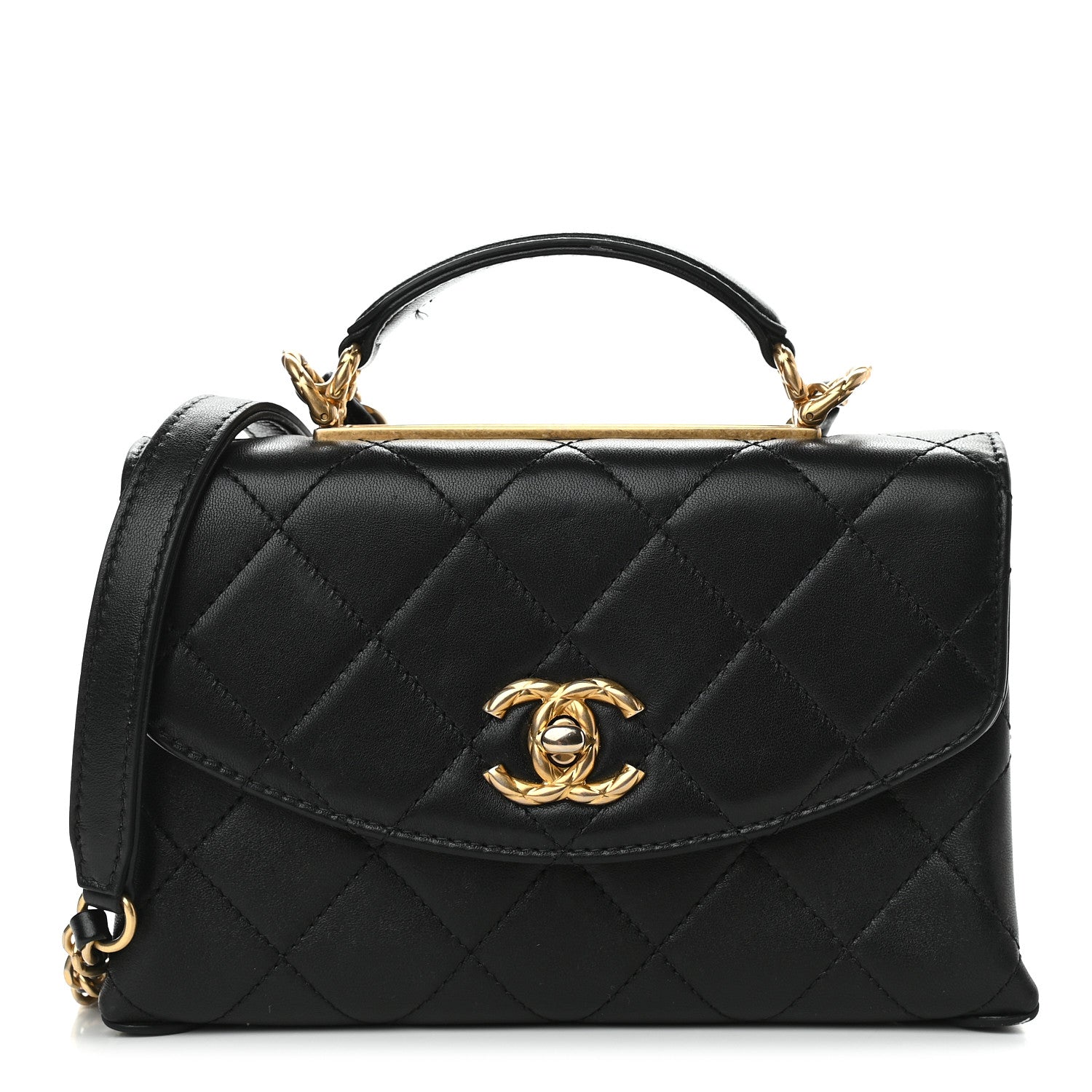 Chanel Lambskin Quilted Mini Trendy Spirit Top Handle Flap Black 1 of 10