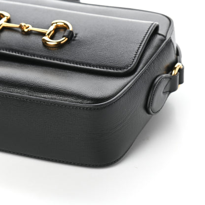 Gucci Textured Calfskin Small Horsebit 1955 Shoulder Bag Black 9 of 9
