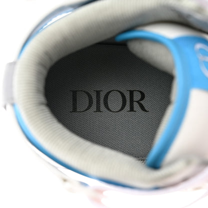 Christian Dior Smooth Calfskin Oblique Galaxy Perforated Mens B27 Mid Top Sneakers 45 Beige Blue 8 of 17