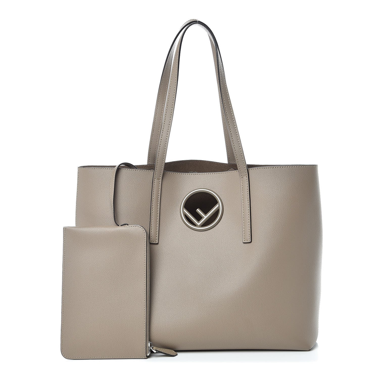 Fendi Vitello Vienna Enamel F is Fendi Shopping Tote Tortora Taupe 1 of 11