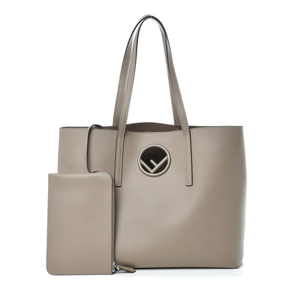 Fendi Vitello Vienna Enamel F is Fendi Shopping Tote Tortora Taupe 1 of 11