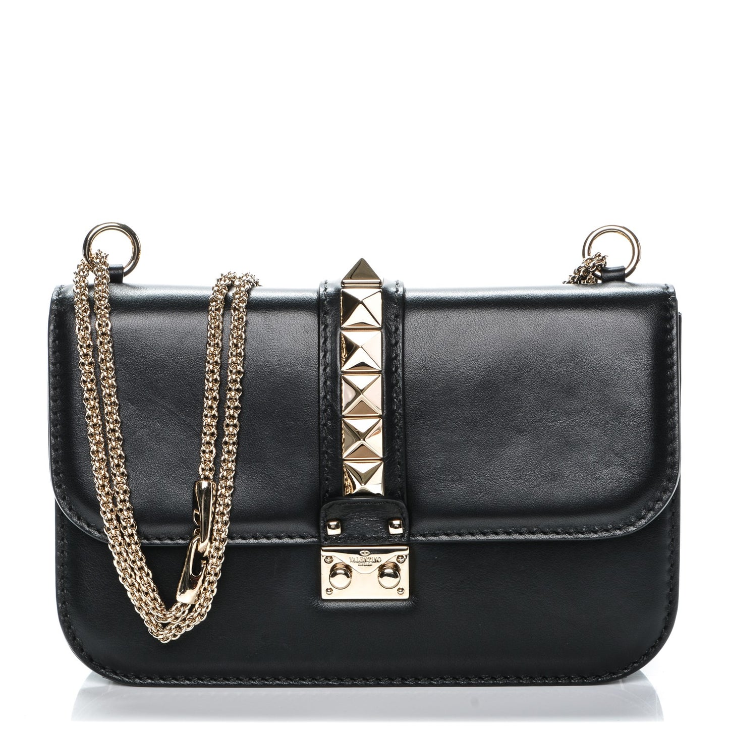 Vitello Medium Glam Lock Rockstud Flap Black