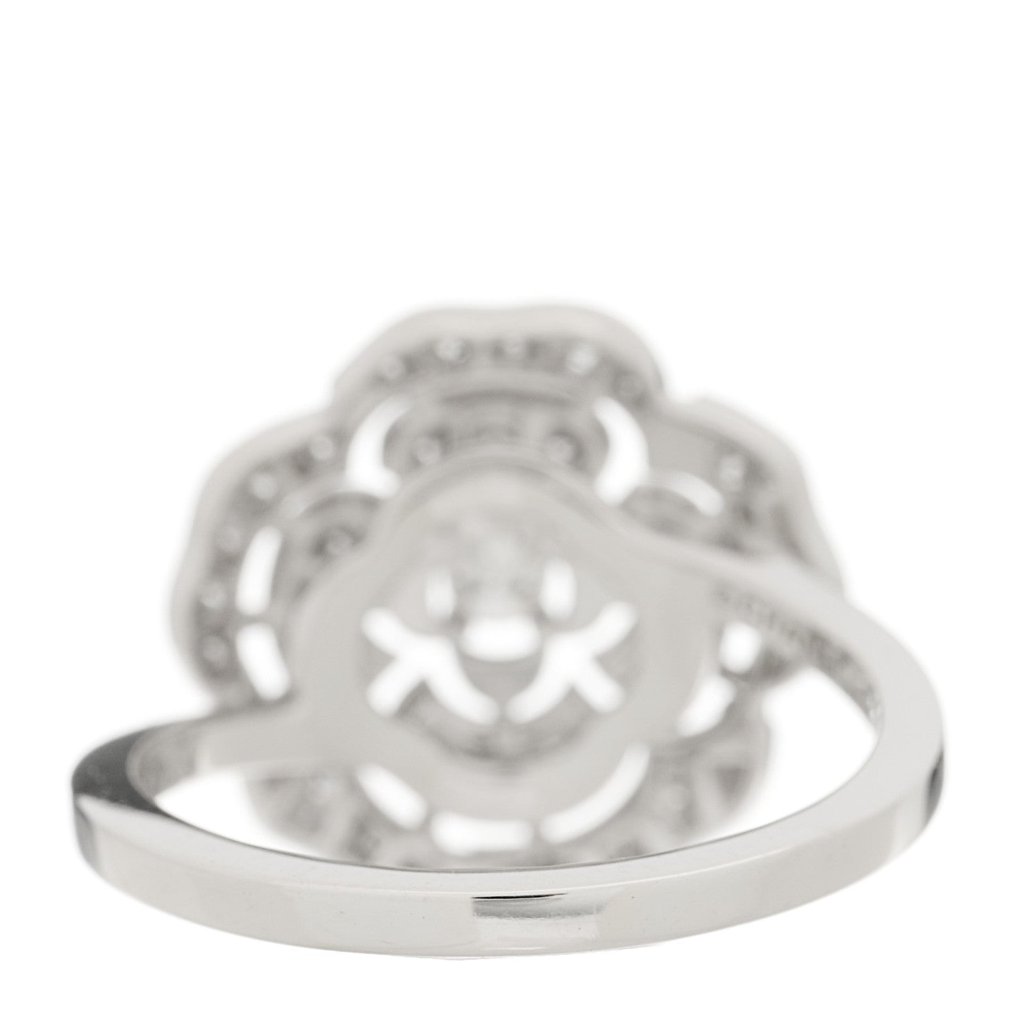 Chanel 18K White Gold Diamond Small Bouton de Camelia Ring 50 5.25 3 of 5
