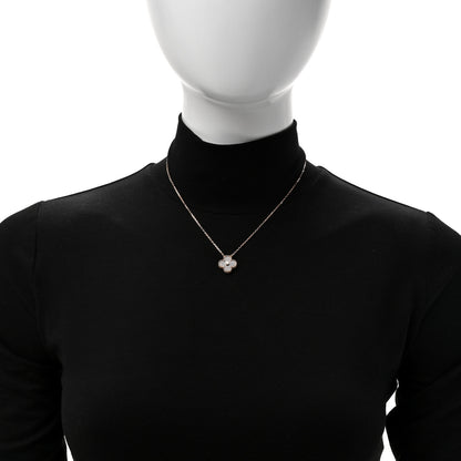 Van Cleef & Arpels 18K Rose Gold Diamond Silver Obsidian Vintage Alhambra Pendant Necklace 2 of 6