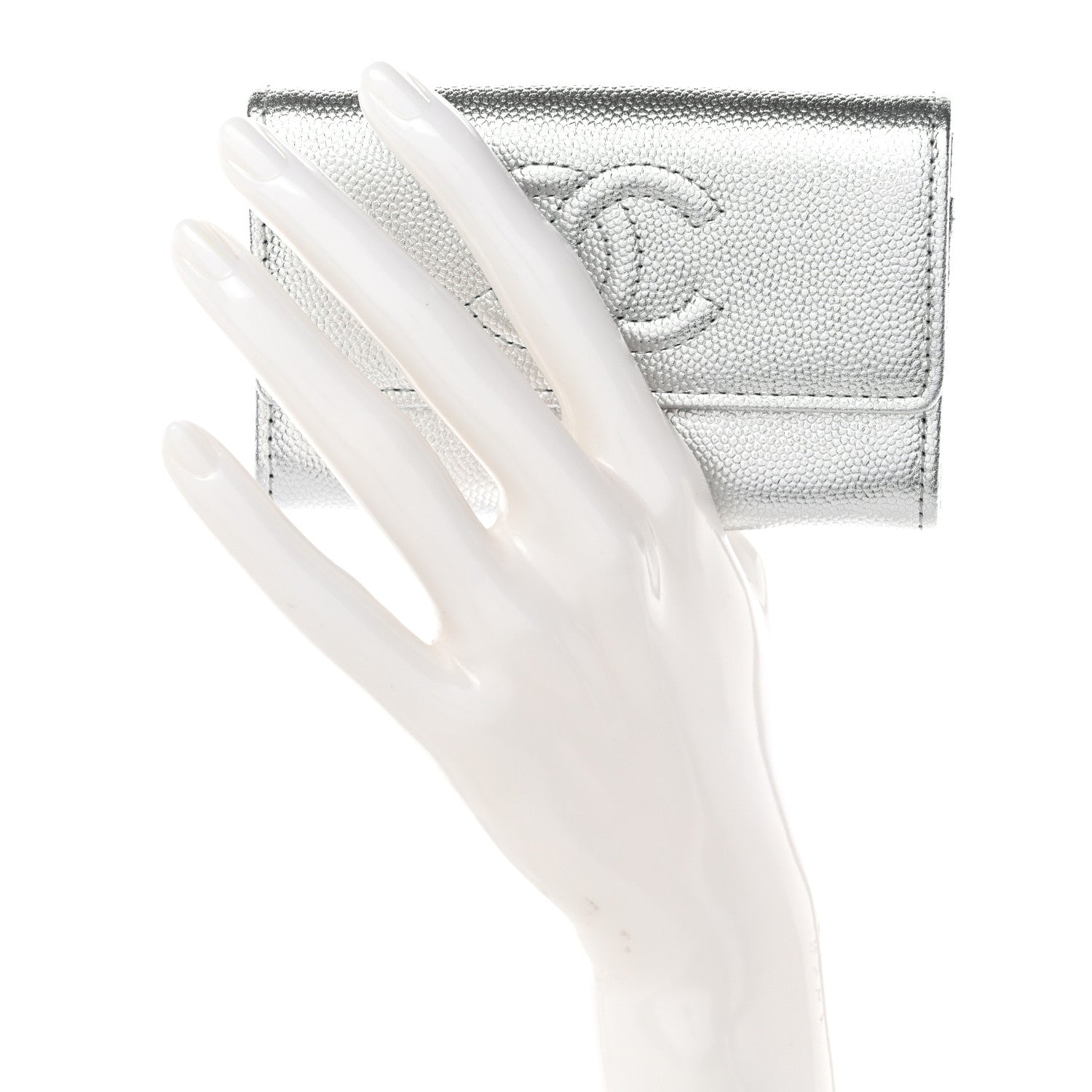 Chanel Metallic Caviar Timeless CC Flap Card Holder Silver 2 of 9