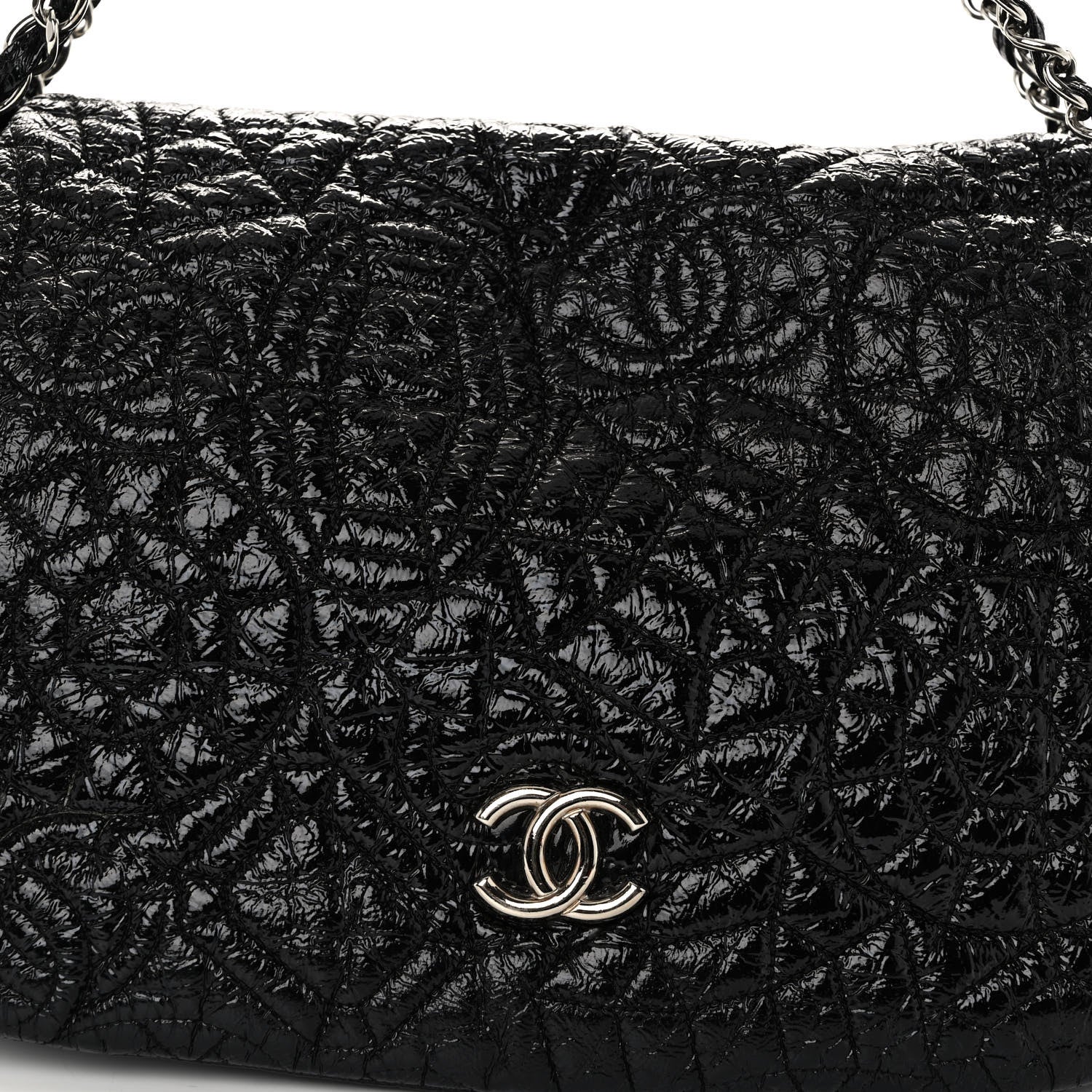 Chanel Vinyl Graphic Edge Accordion Flap Black 6 of 9