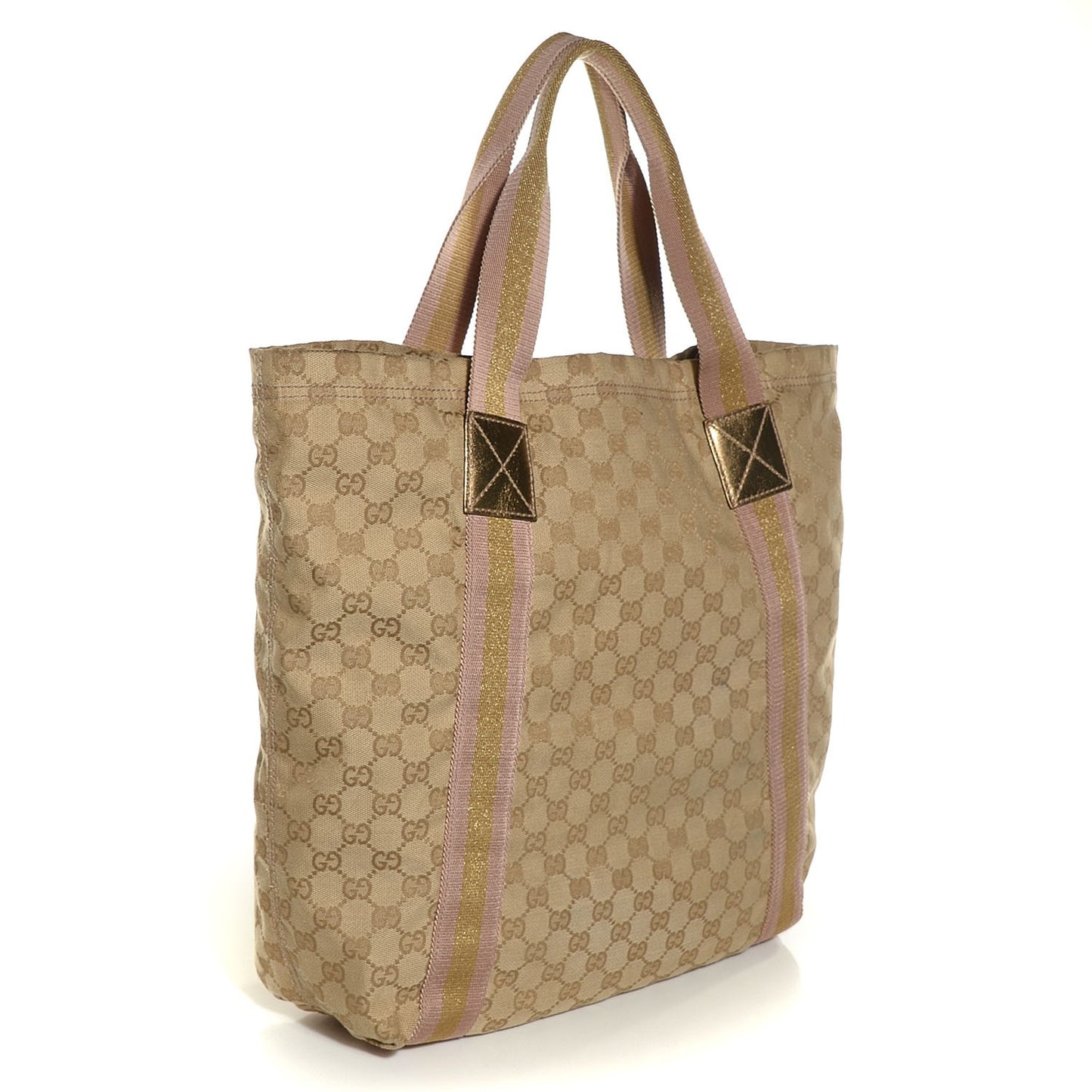 GG Monogram Medium Web Handle Vertical Tote Pink Gold