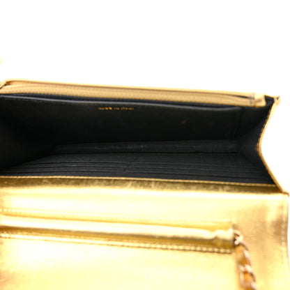 Chanel Metallic Calfskin Crocodile Embossed Cocodile Wallet On Chain WOC Gold 5 of 11