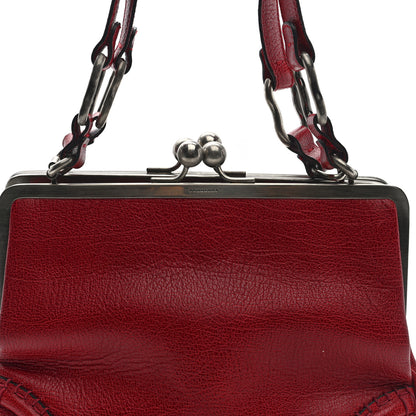 Burberry Goatskin Kiss Lock Frame Shoulder Bag Red 10 of 12