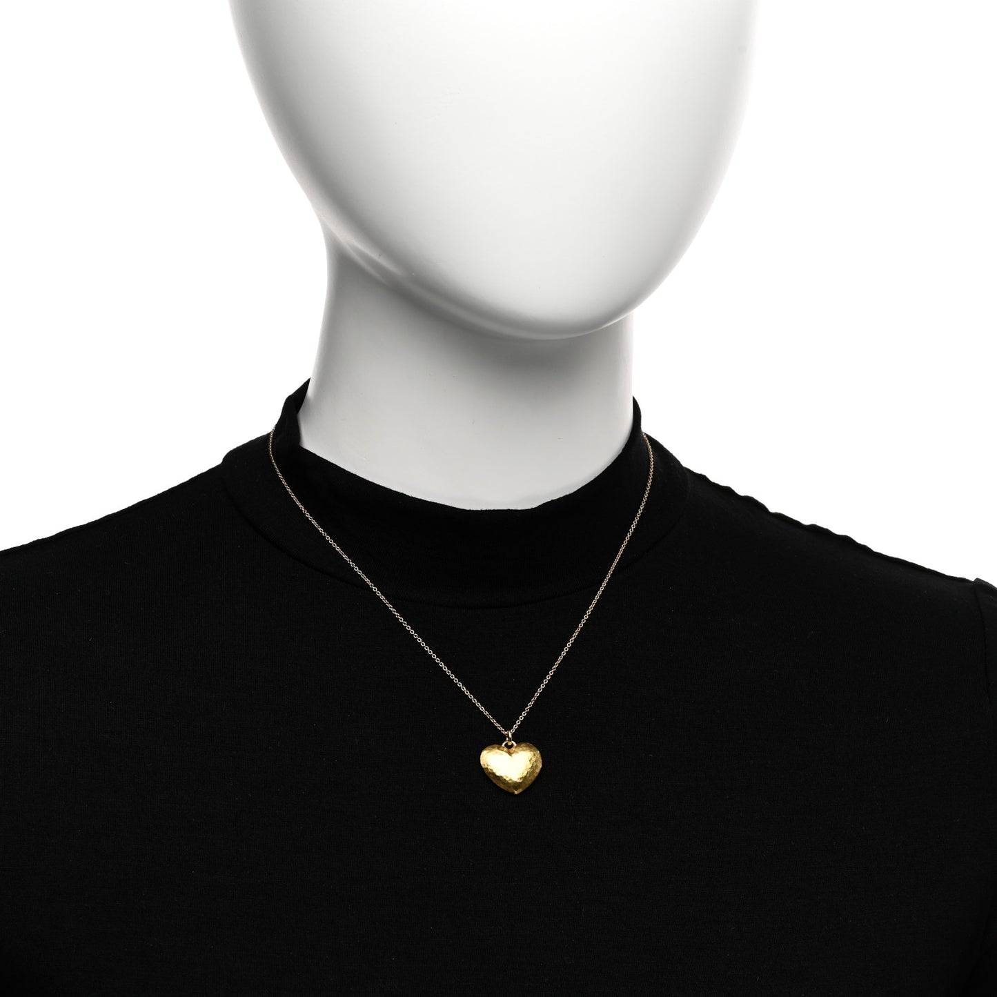 18K Yellow Gold Paloma Picasso Hammered Heart Pendant Necklace