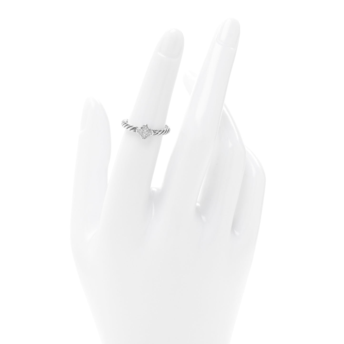 Sterling Silver Diamond Quatrefoil Ring 50 5.25