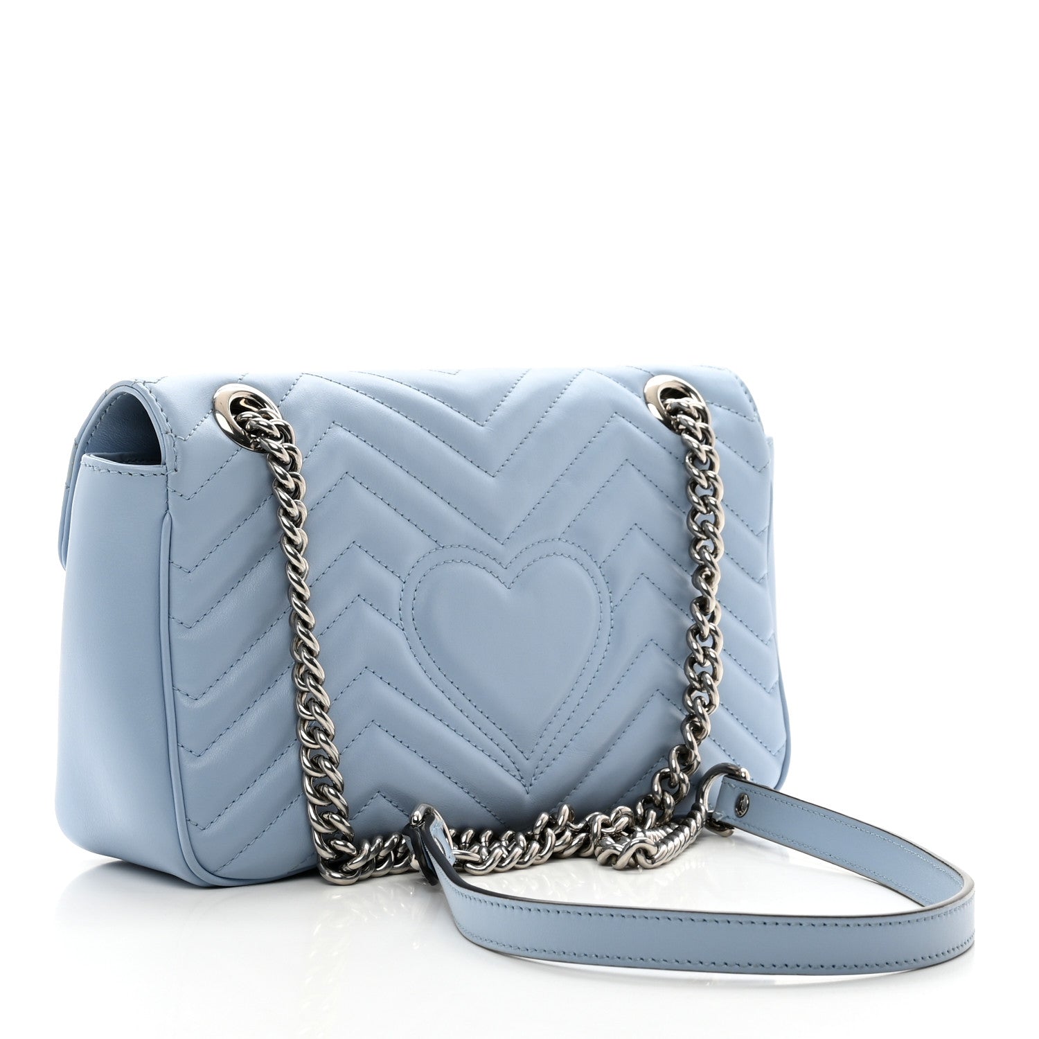 Gucci Calfskin Matelasse Small GG Marmont Shoulder Bag Porcelain Light Blue 3 of 10