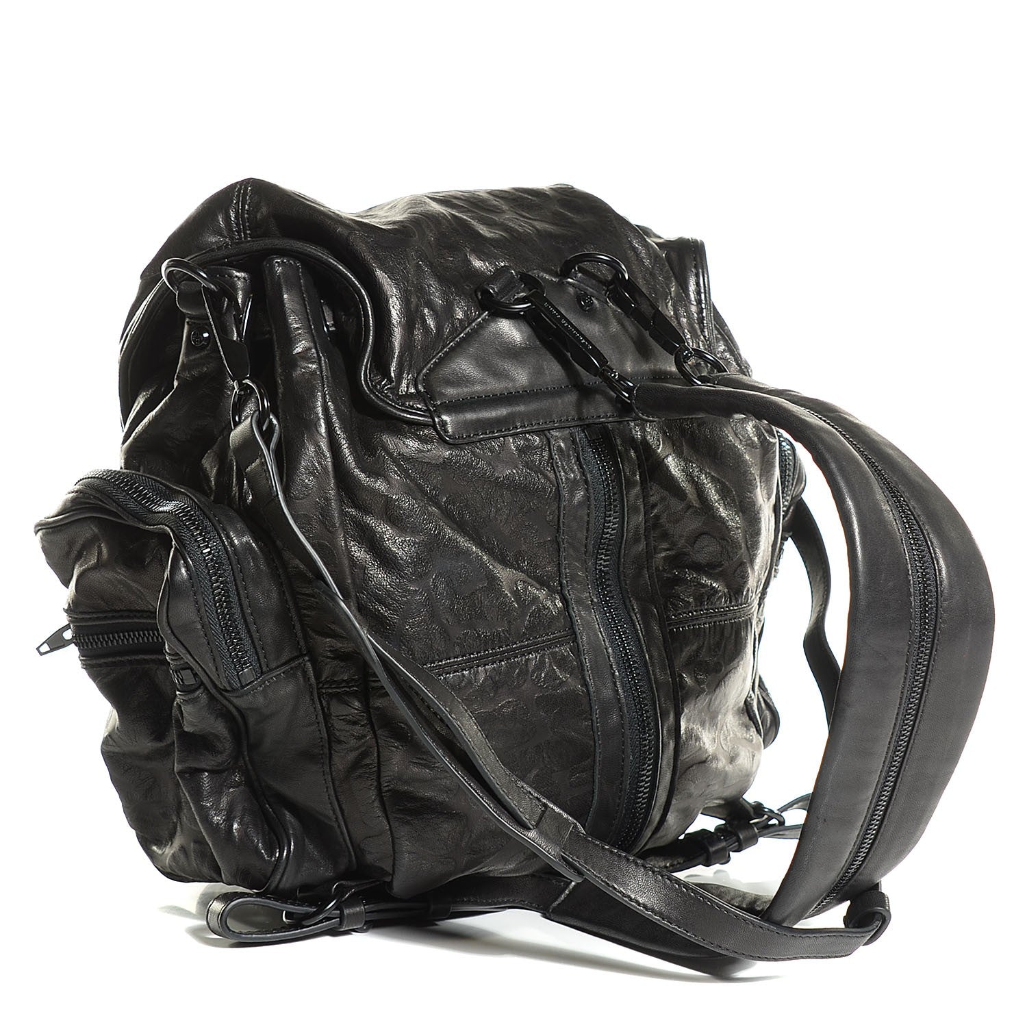 Alexander Wang Lambskin Leopard Embossed Marti Backpack Washed Black Rhodium Hardware 3 of 9