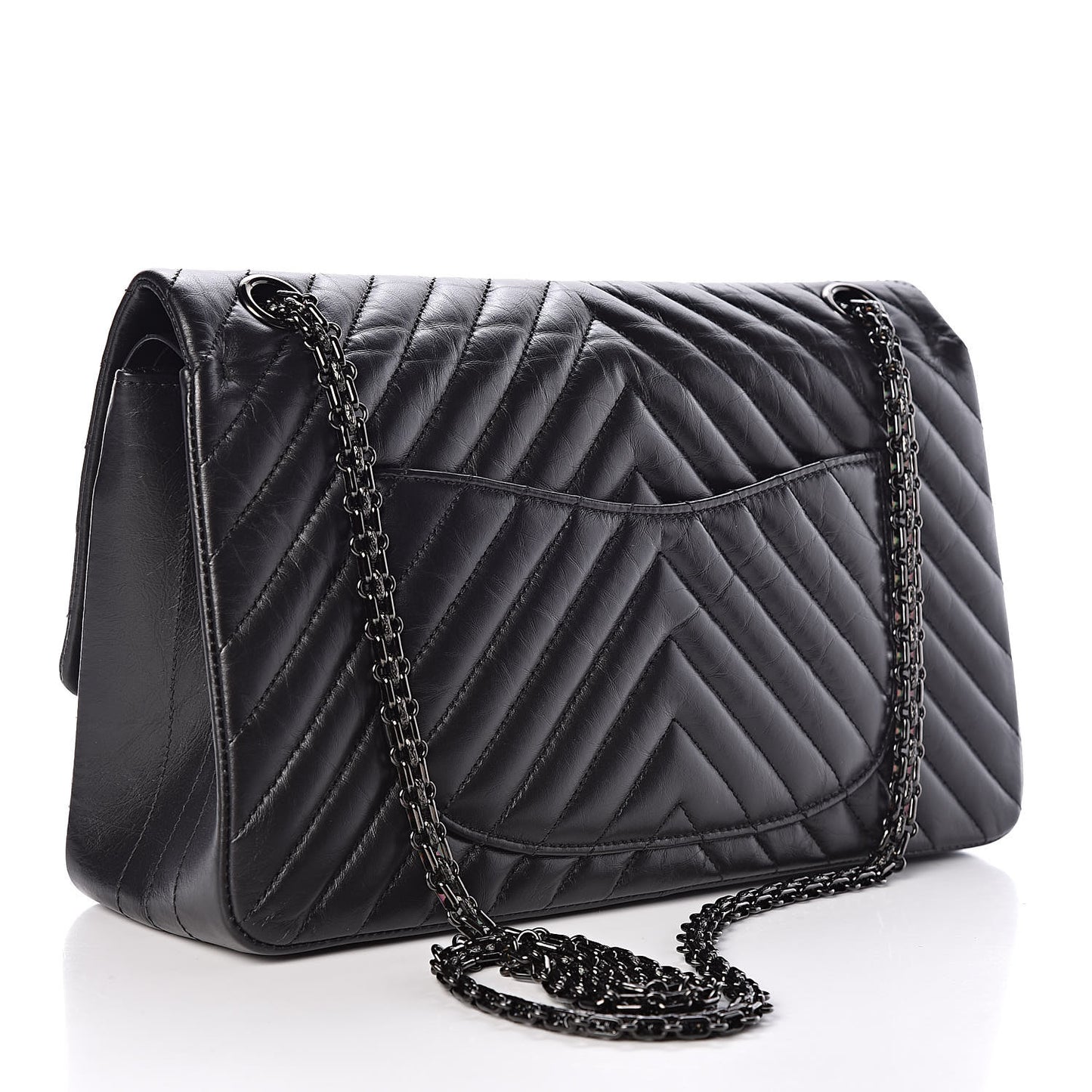 Aged Calfskin Chevron Quilted 2.55 Reissue 226 So Black